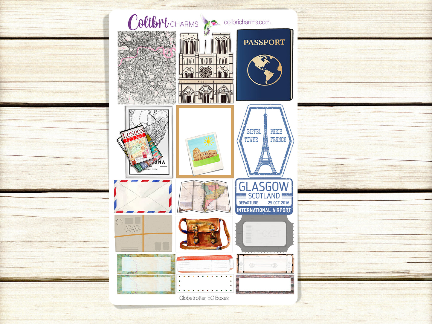 Globetrotter Box Planner Stickers | Travel Stickers | Traveling Stickers | Happy Planner Stickers | EC Stickers