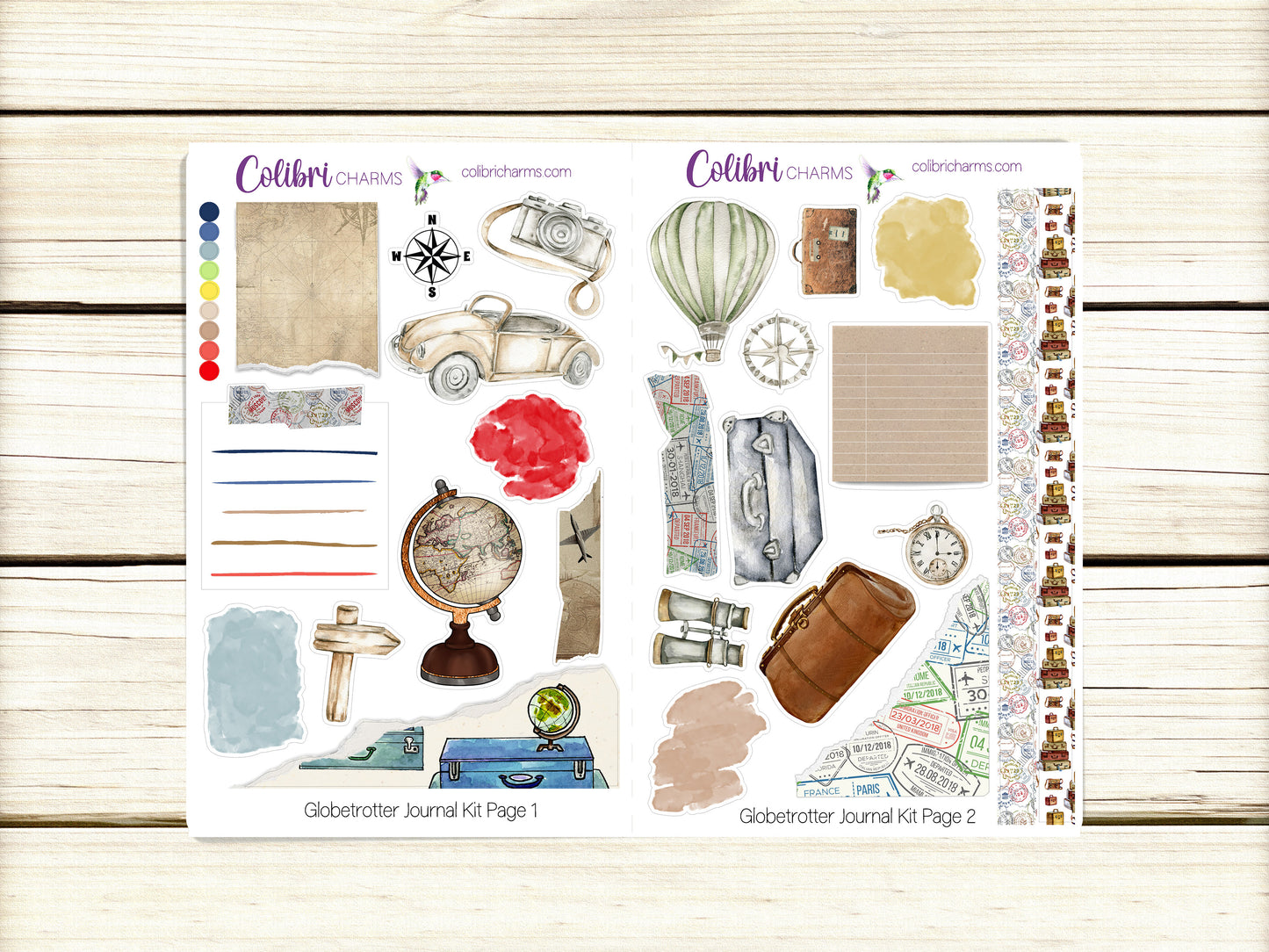 Globetrotter Journal Kit | Travel Planner Decor | Adventure Lover Stickers | Traveler's Notebook Stickers | TN | Bullet | Bujo