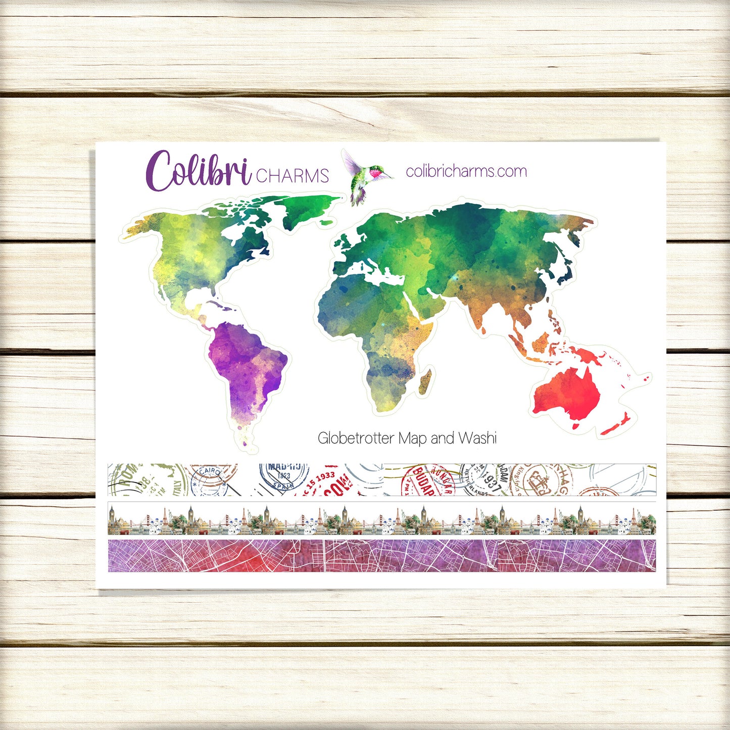 Globetrotter Planner Stickers | Decorative Traveler's Stickers | World Map Stickers | TN Planner Stickers | Travel Journal