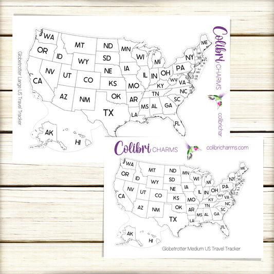 US Tracker Stickers | United States Map Tracker Stickers | Travel Tracker Stickers | US Map Coloring Sticker