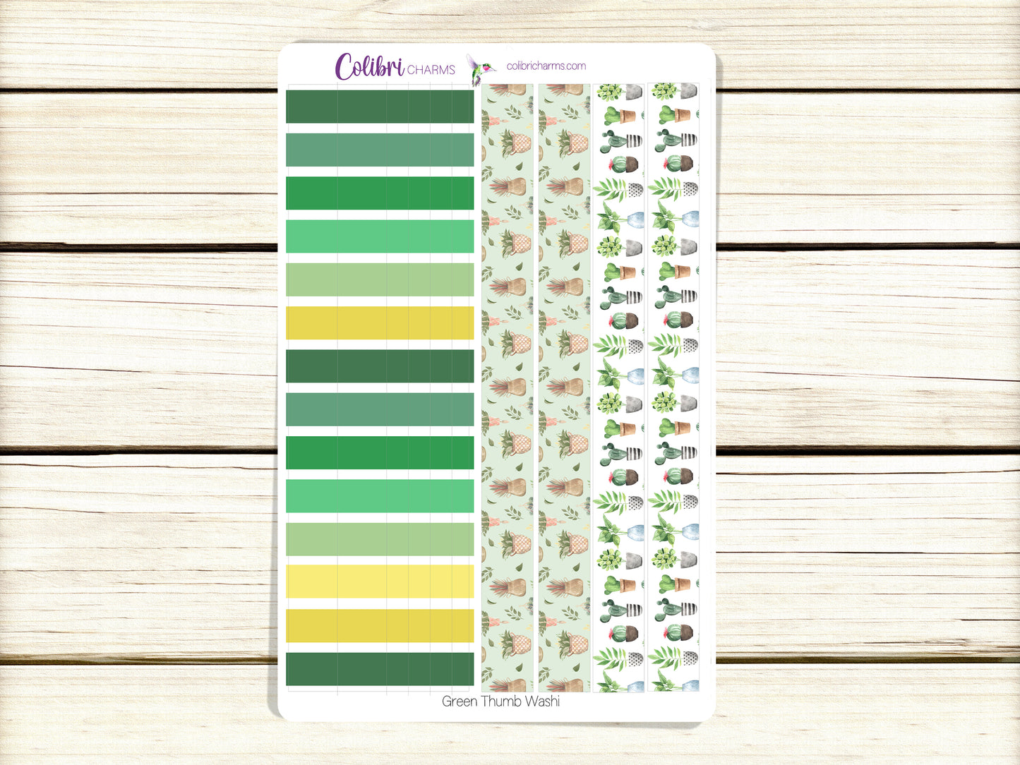Green Thumb Washi Strip Stickers | Houseplant Stickers | Plant Fan Planner Stickers | Seasonal Planner Stickers