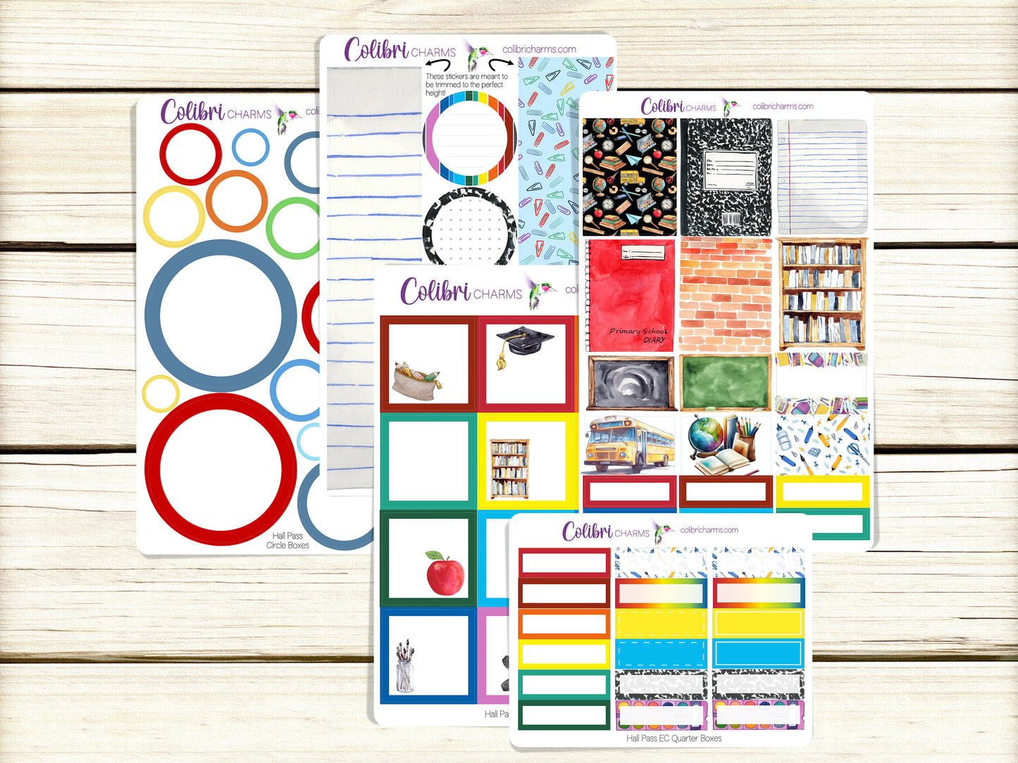 Hall Pass Box Planner Stickers | School-Themed Happy Planner Stickers | Seasonal Planner |