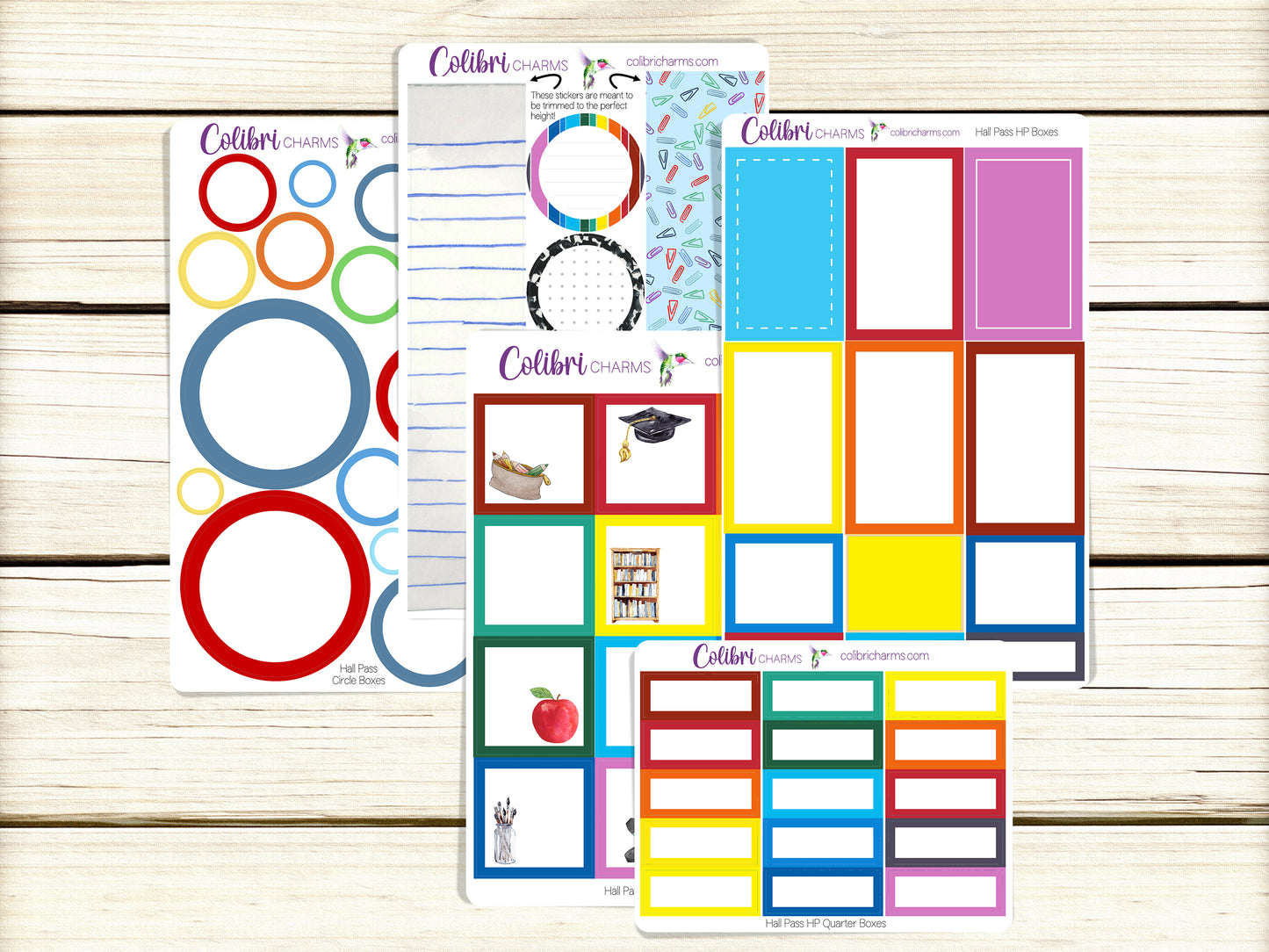 Hall Pass Box Planner Stickers | School-Themed Happy Planner Stickers | Seasonal Planner |