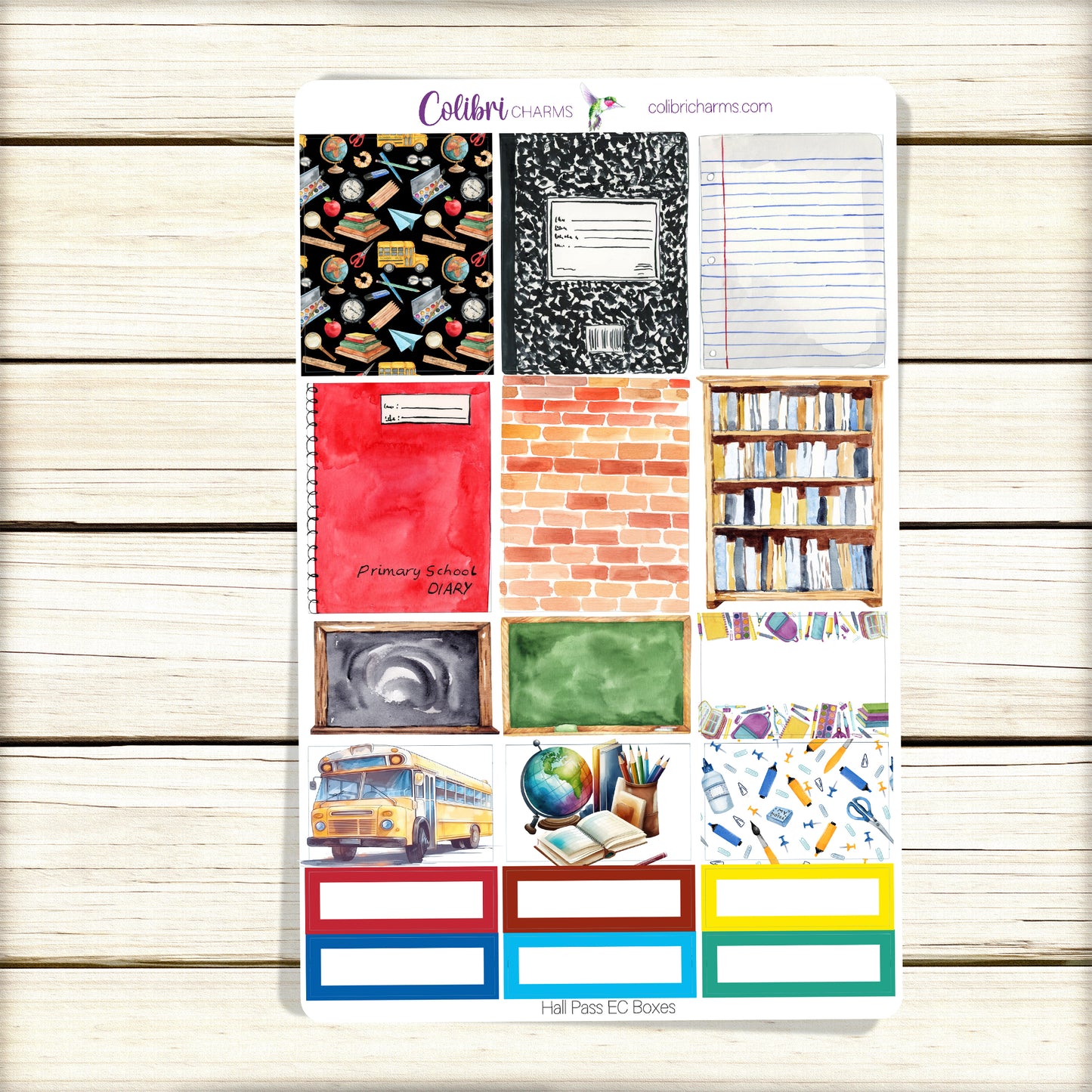 Hall Pass Box Planner Stickers | School-Themed Happy Planner Stickers | Seasonal Planner |