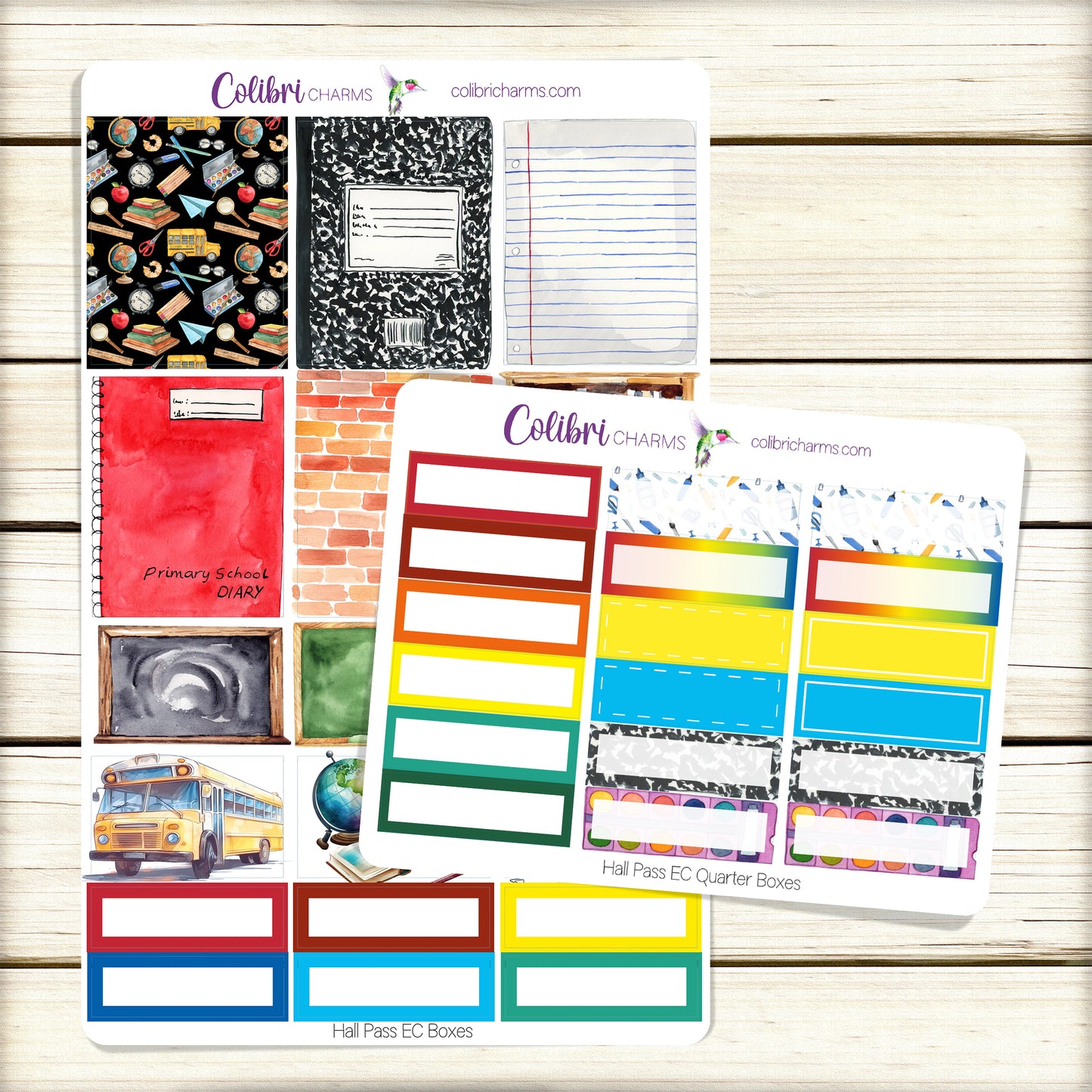 Hall Pass Box Planner Stickers | School-Themed Happy Planner Stickers | Seasonal Planner |