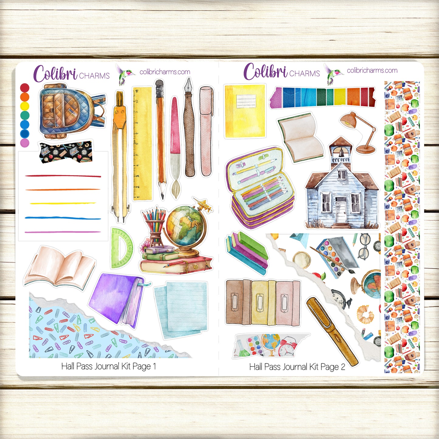 Hall Pass Journal Kit | Teacher Planner Decor | School Stickers | School Days Planner Stickers | Bullet | Bujo