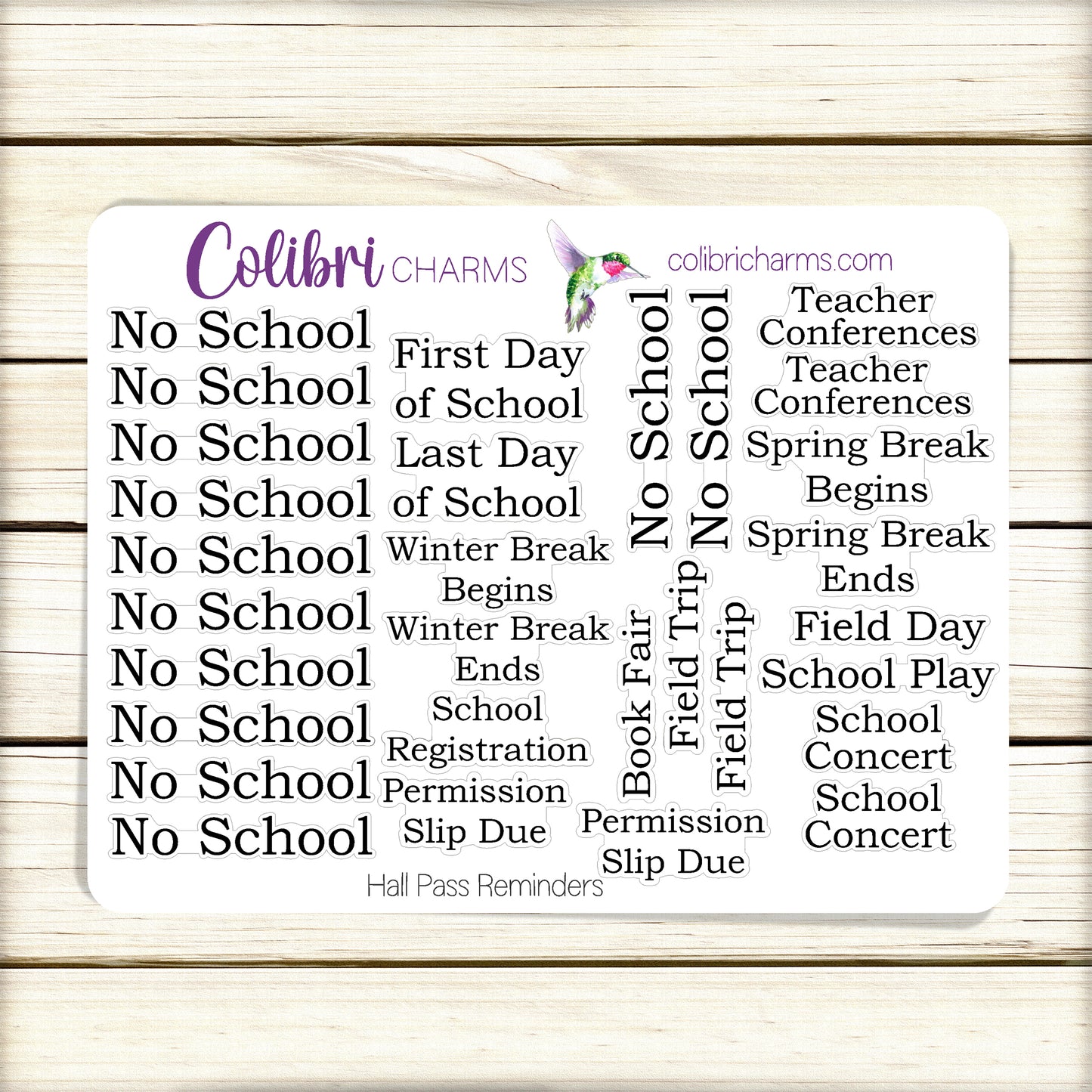 Hall Pass School Reminders Planner Stickers | School Event Stickers | Education Planner