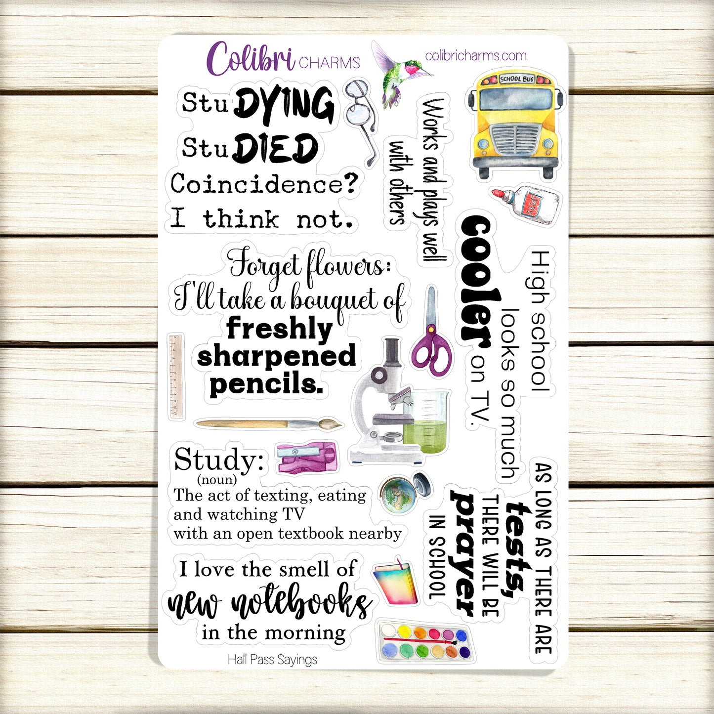 Hall Pass Planner Stickers | School Days Deco Stickers | School-Themed Deco | Study Planner Sticker Kit | Seasonal Planner Stickers