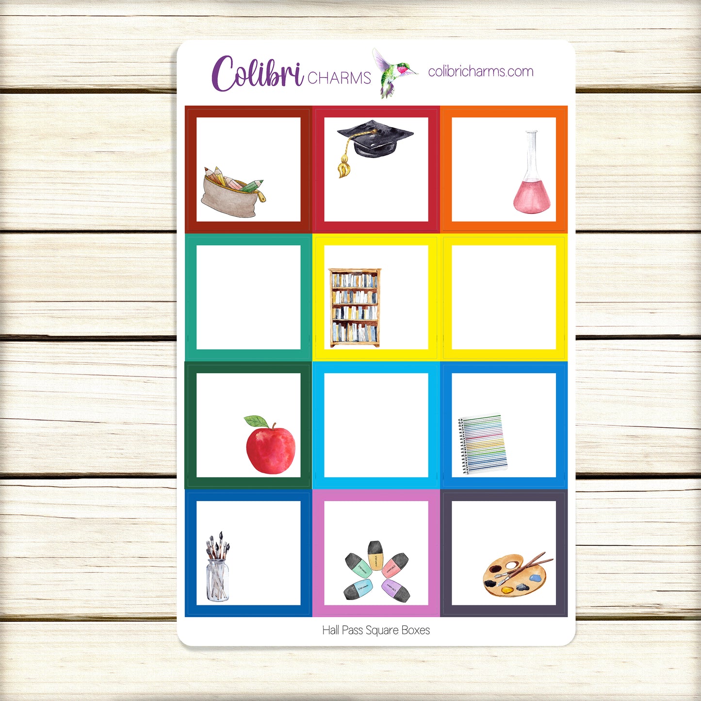 Hall Pass Box Planner Stickers | School-Themed Happy Planner Stickers | Seasonal Planner |