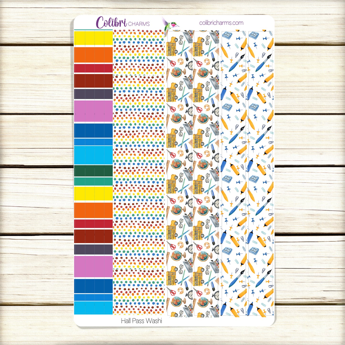 Hall Pass Washi Strip Stickers | Deco | School-Themed Planner Stickers | Seasonal Planner Stickers