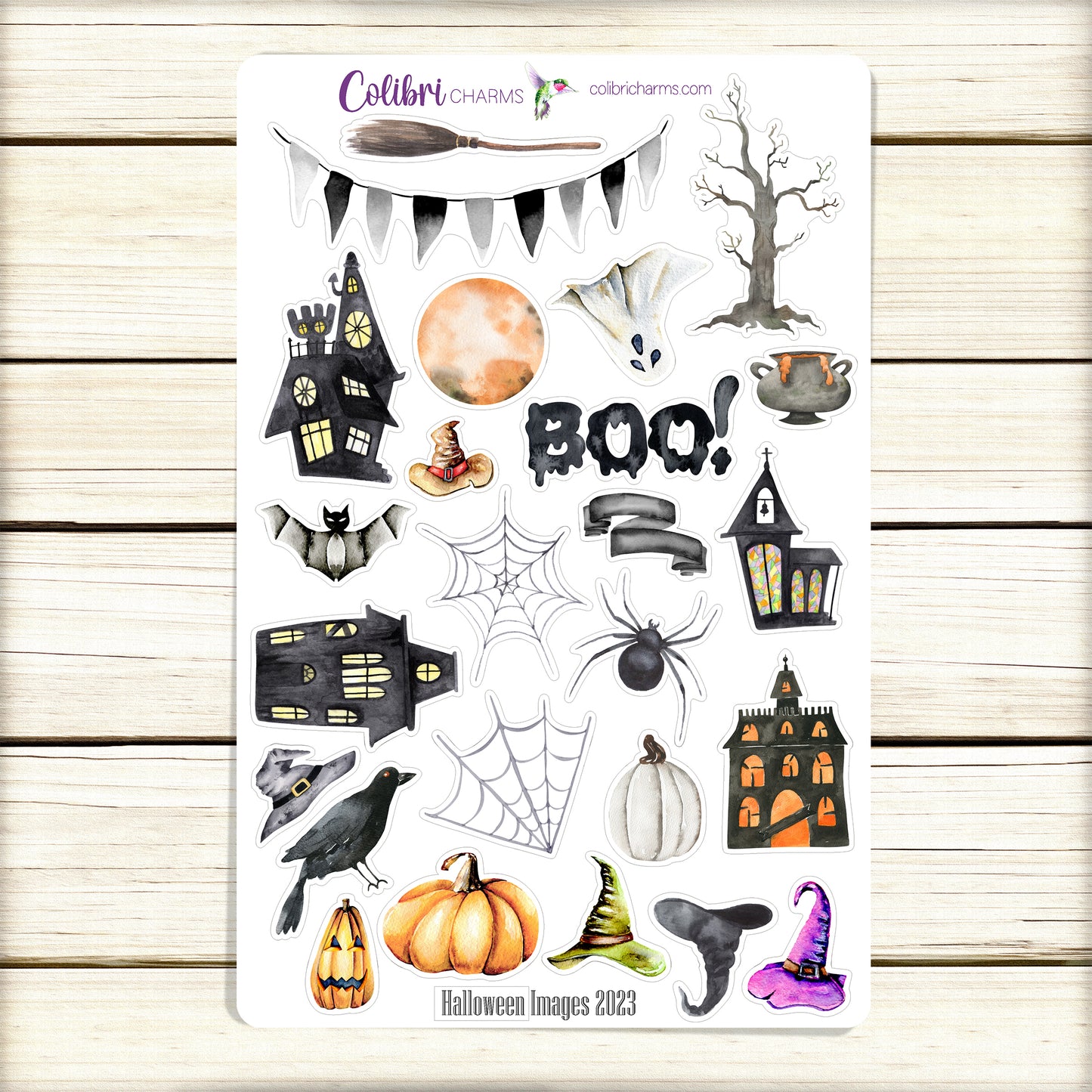 Halloween Planner Stickers | Watercolor Halloween 2023 Stickers | Spooky Stickers | Seasonal Planner Stickers