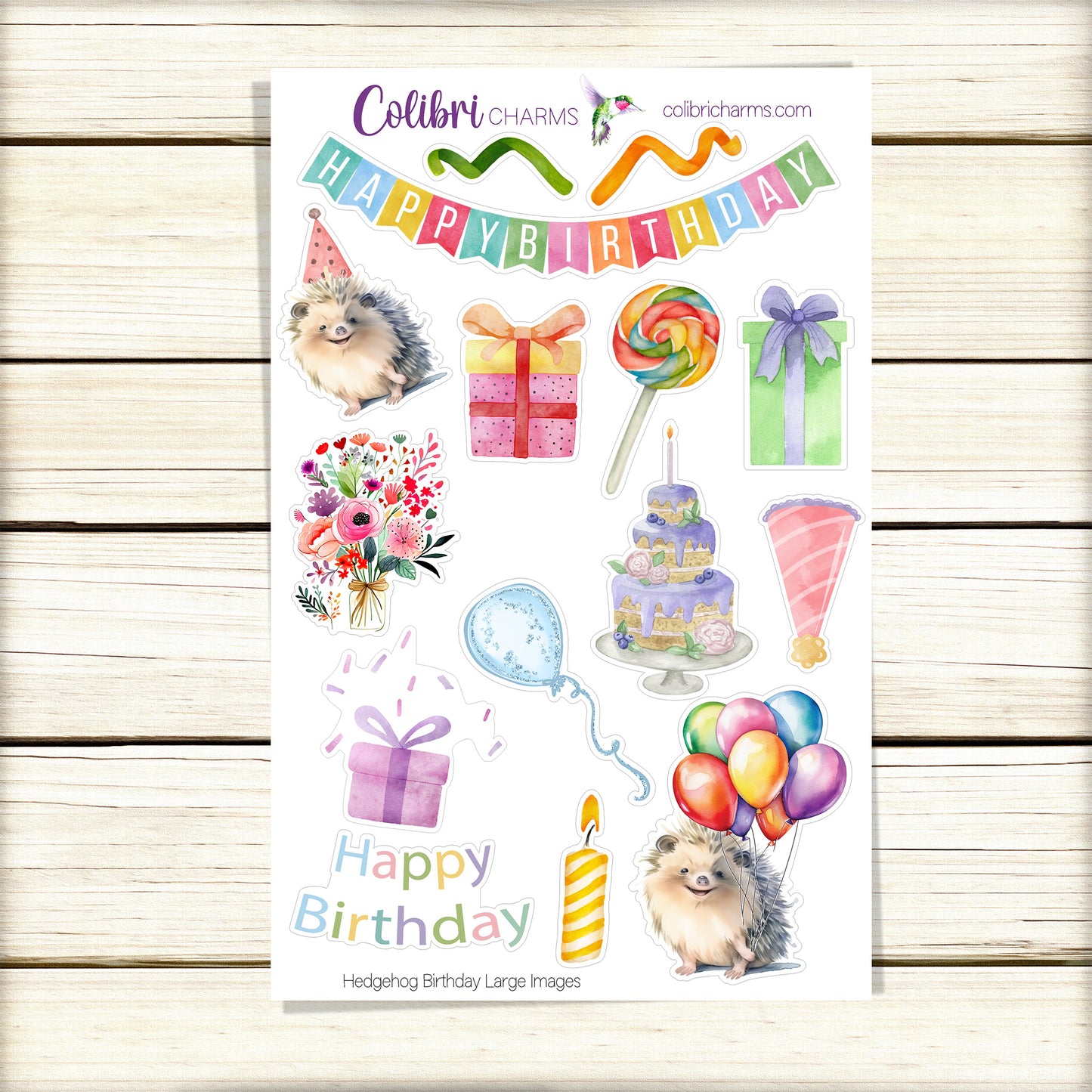 Hedgehog Birthday Planner Stickers | Celebration Stickers | Seasonal Planner Stickers | Box Stickers