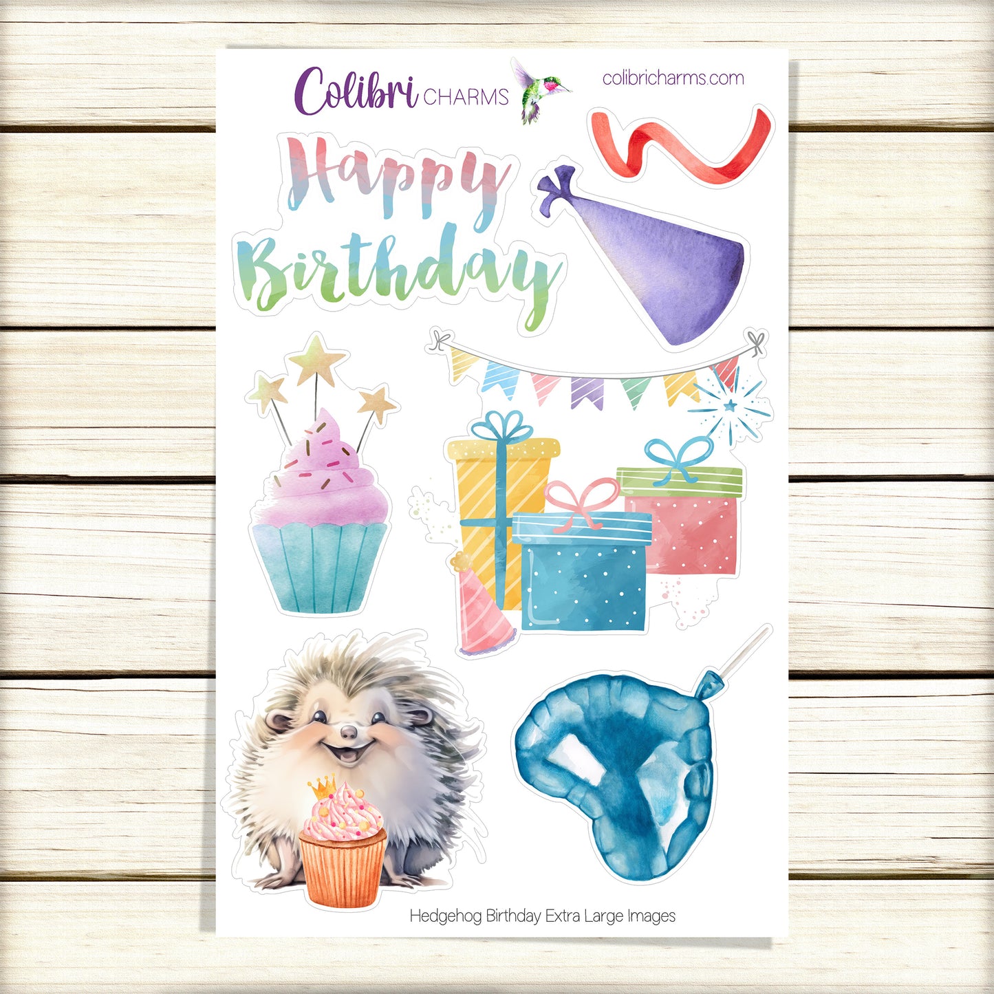 Hedgehog Birthday Planner Stickers | Celebration Stickers | Seasonal Planner Stickers | Box Stickers