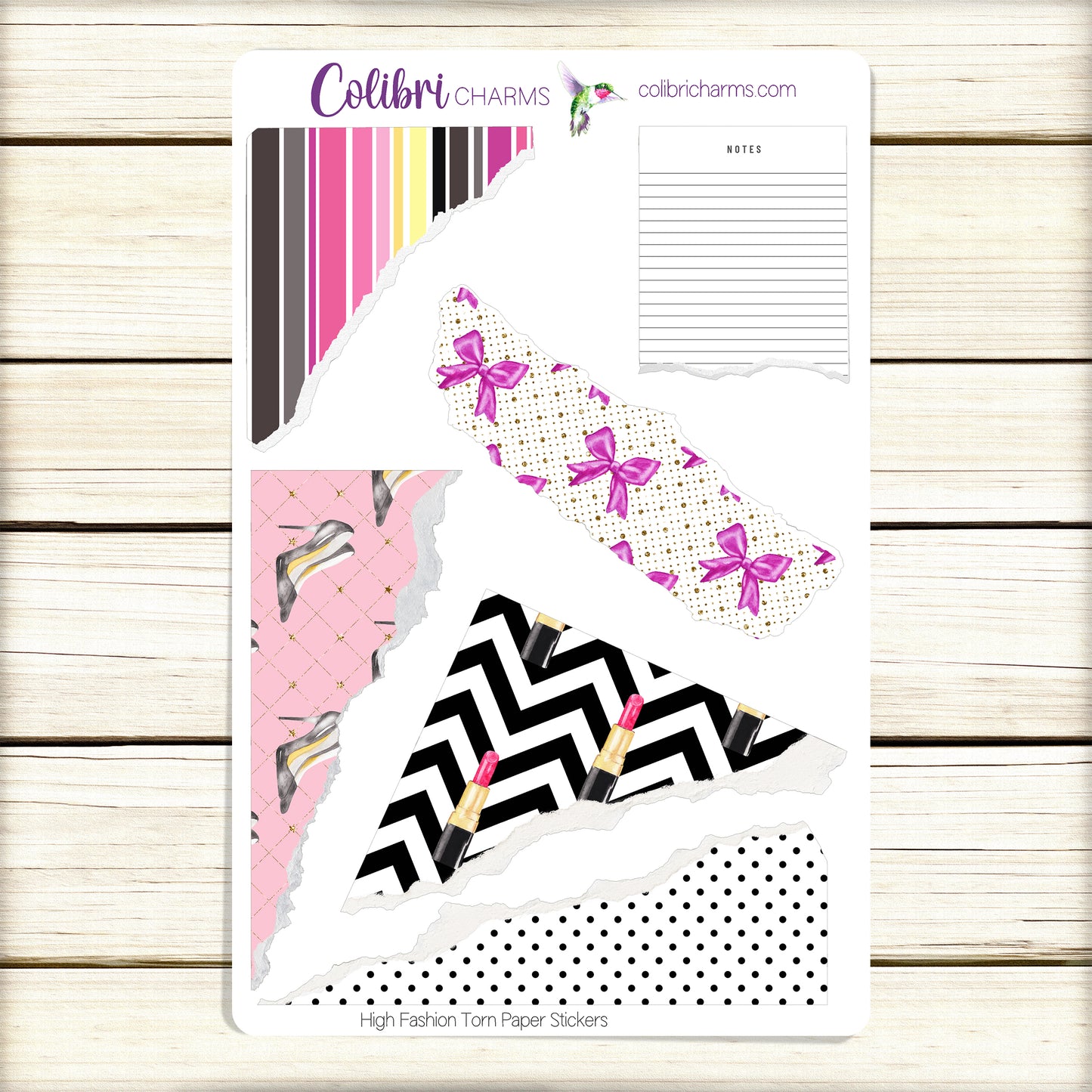 High Fashion Torn Paper Stickers | Luxury Brands Deco Planner Stickers | Couture | Distressed Ripped Paper