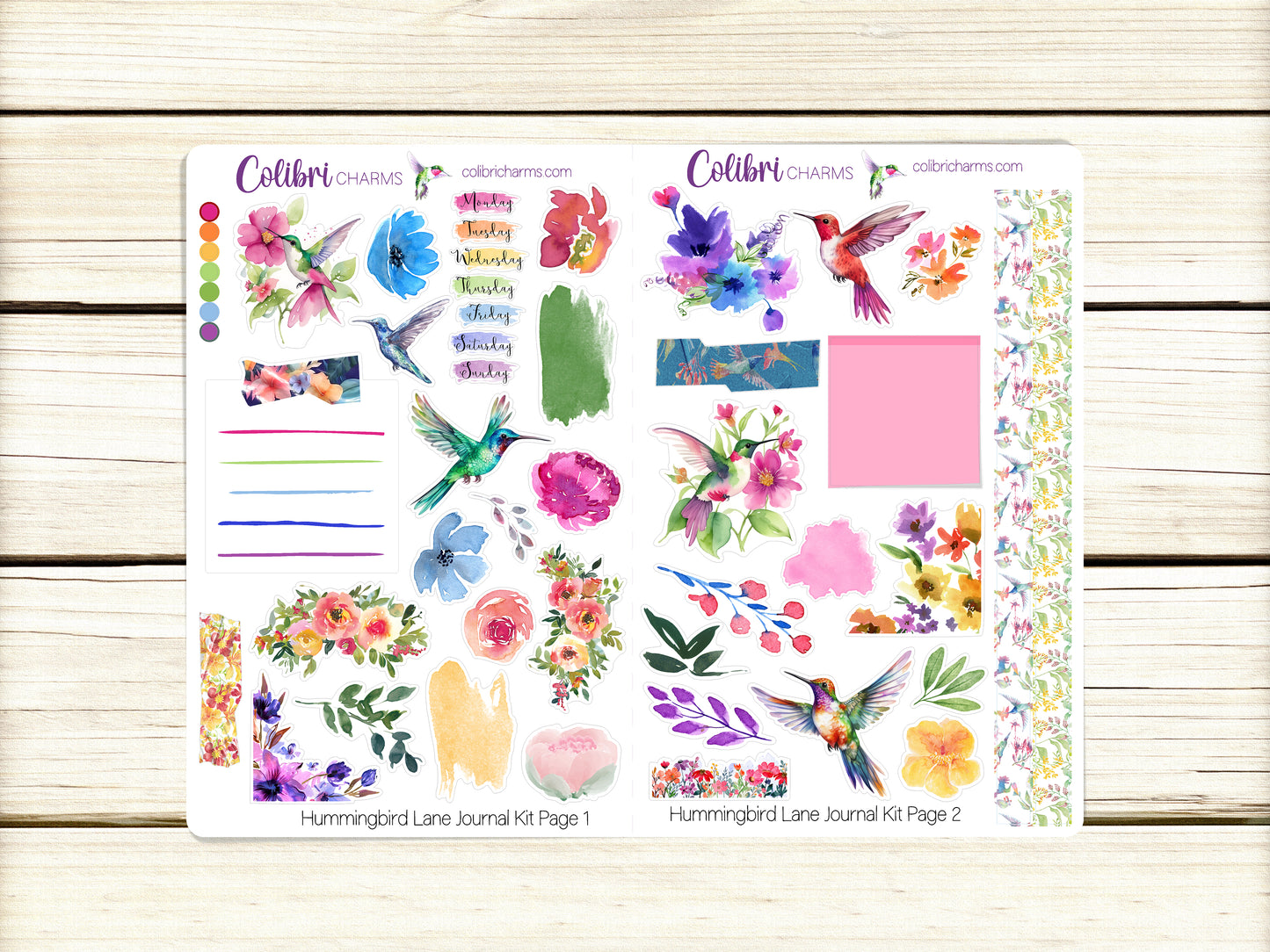 Hummingbird Lane Journal Kit | Planner  Stickers | Floral Journaling | Summer Bujo Kit | Seasonal Planner Stickers