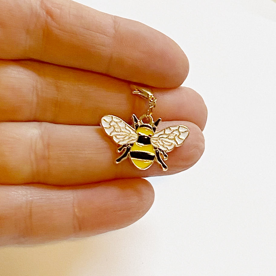 Enamel Bee Planner Charm, Buzz Clip, Stitch Marker, Bookmark, Progress Keeper, Counter