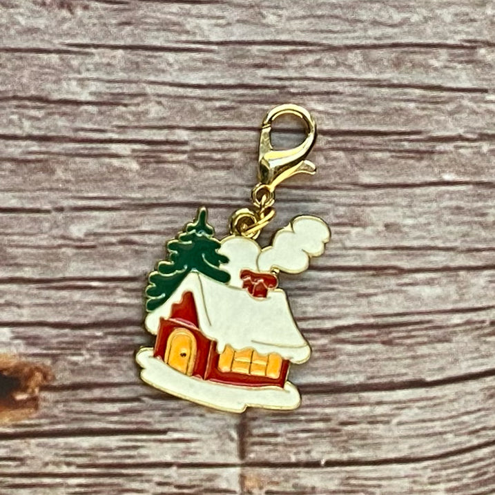 Winter House Charm | Wintry Bookmark | Cozy Clip | Snowy Stitch Marker | Progress Keeper | Counter