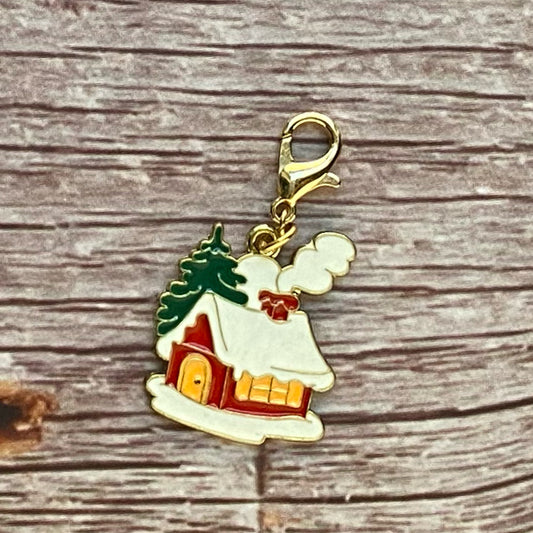 Winter House Charm | Wintry Bookmark | Cozy Clip | Snowy Stitch Marker | Progress Keeper | Counter