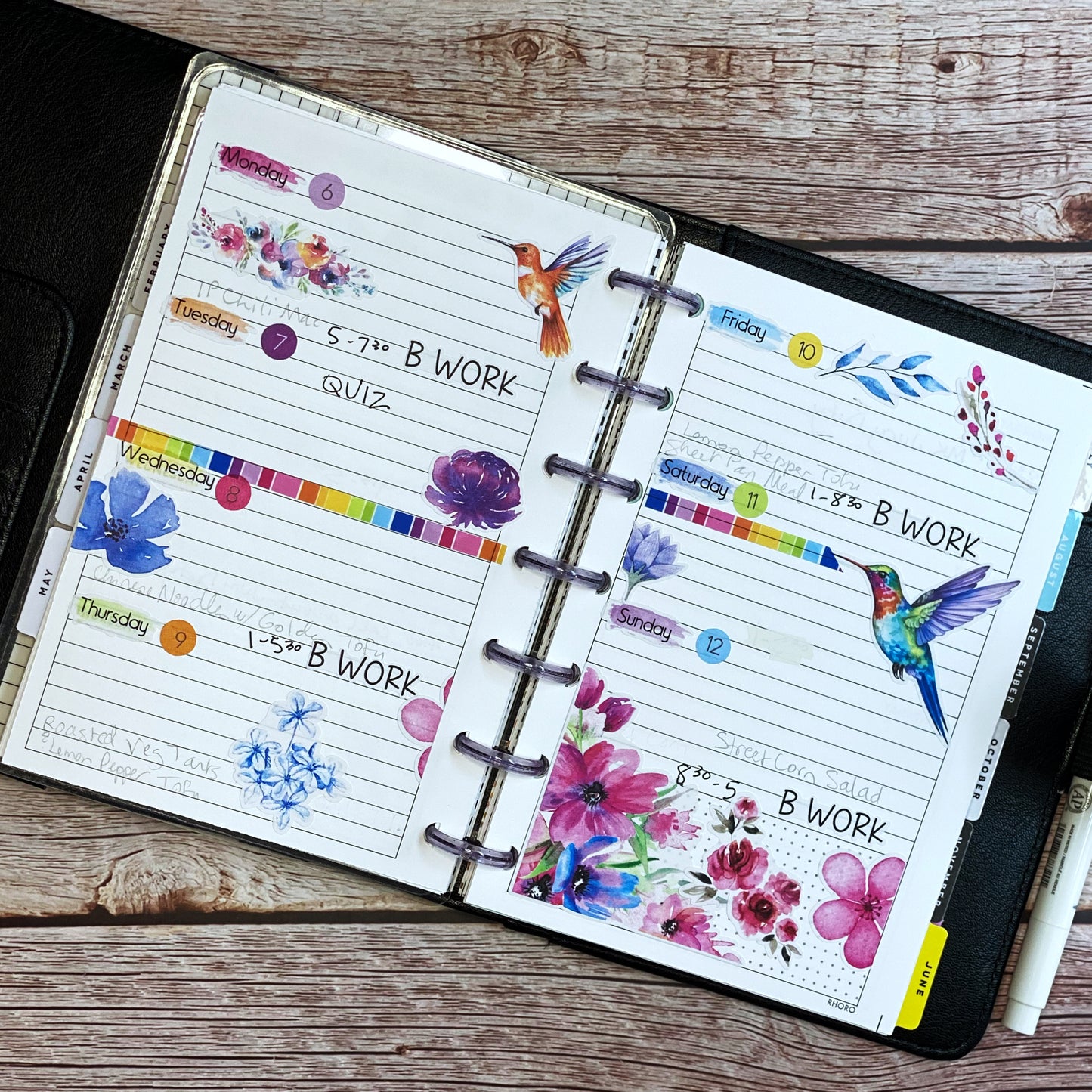 Hummingbird Lane Washi Strip Stickers | Floral Deco | Watercolor Planner Stickers | Seasonal Planner Stickers