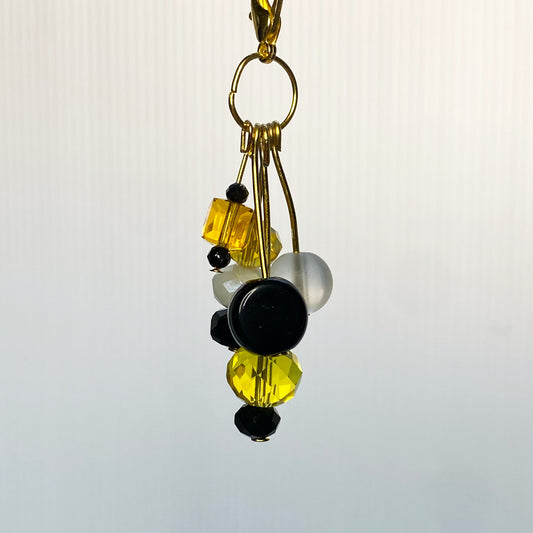 Buzz & Bloom Beaded Planner Charm, Sparkly Dangly Charm, Yellow & Black Bead Cluster