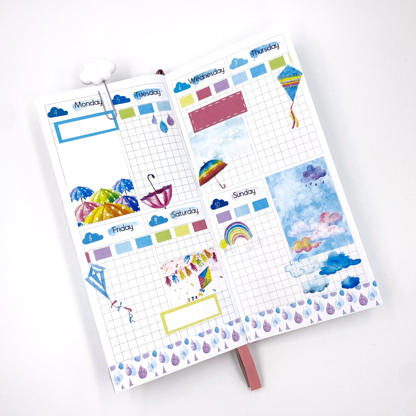 Chance of Showers Washi Strip Stickers | Weather Stickers | Spring Showers Planner Stickers | Seasonal Planner Stickers