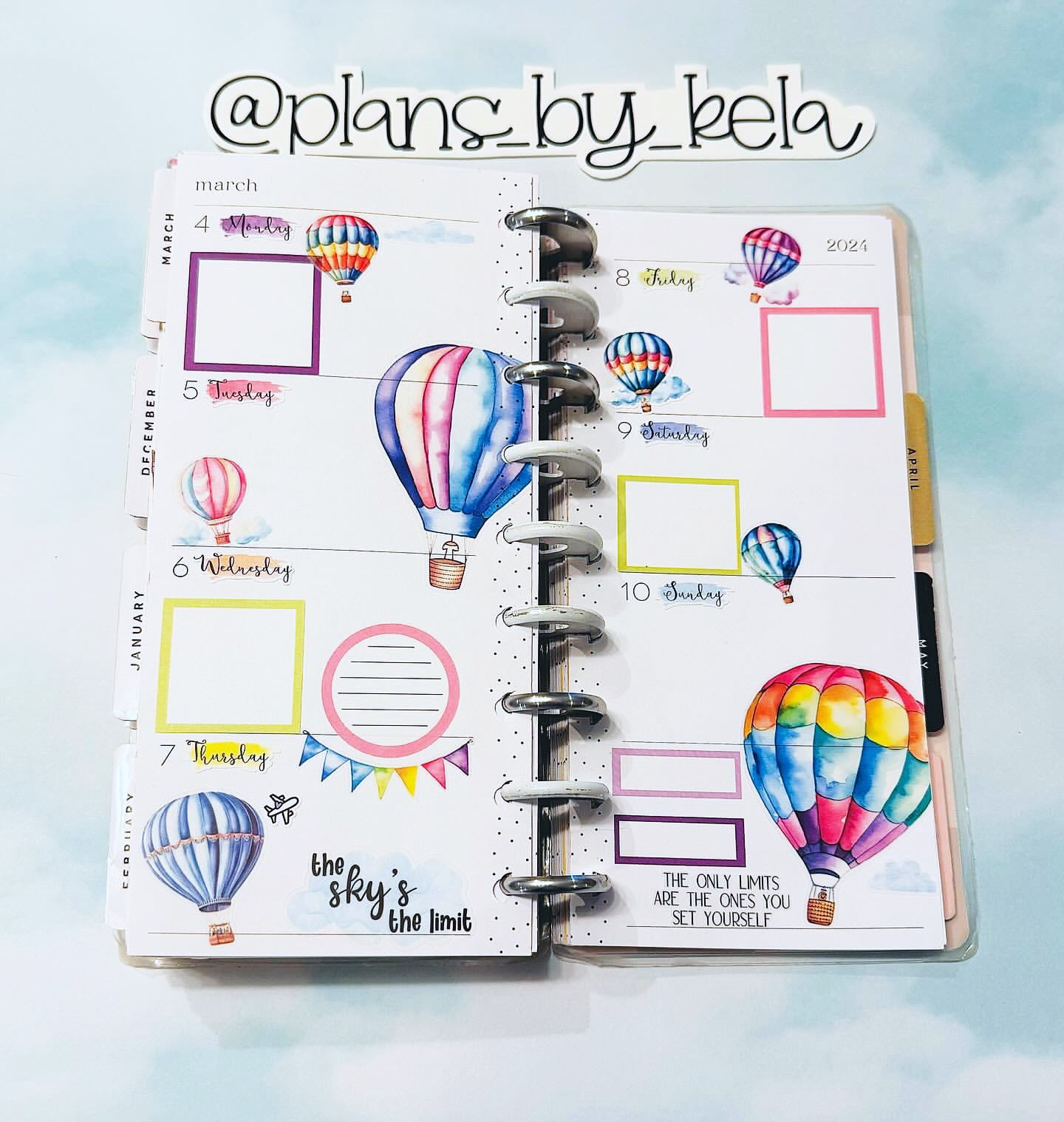 Sky's The Limit Planner Stickers | Hot Air Balloon Deco Stickers | Blue Skies Deco | Spring Summer Planner Sticker Kit | Seasonal Planner Stickers