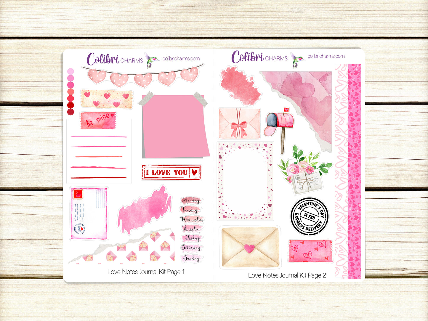 Love Notes Journal Kit, Planner Stickers, Valentine's Day Journaling, Letters Bujo Kit, Seasonal Planner Stickers