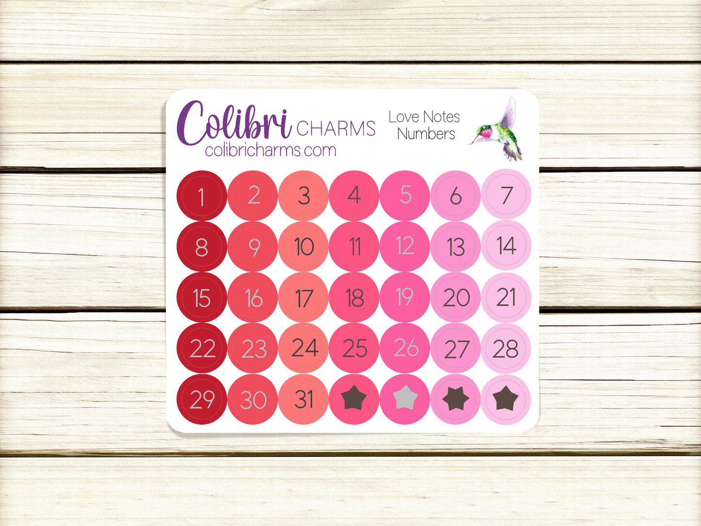 Love Notes Brushstroke Days of the Week Planner Stickers, Pink Valentine Watercolor DOTW, Number Stickers, Date Dots