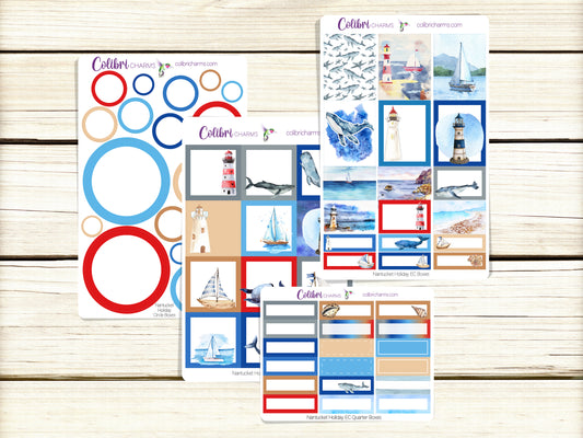 Nantucket Box Planner Stickers | Whale Stickers | Lighthouse Stickers | Happy Planner Stickers | Seasonal Planner | Summer
