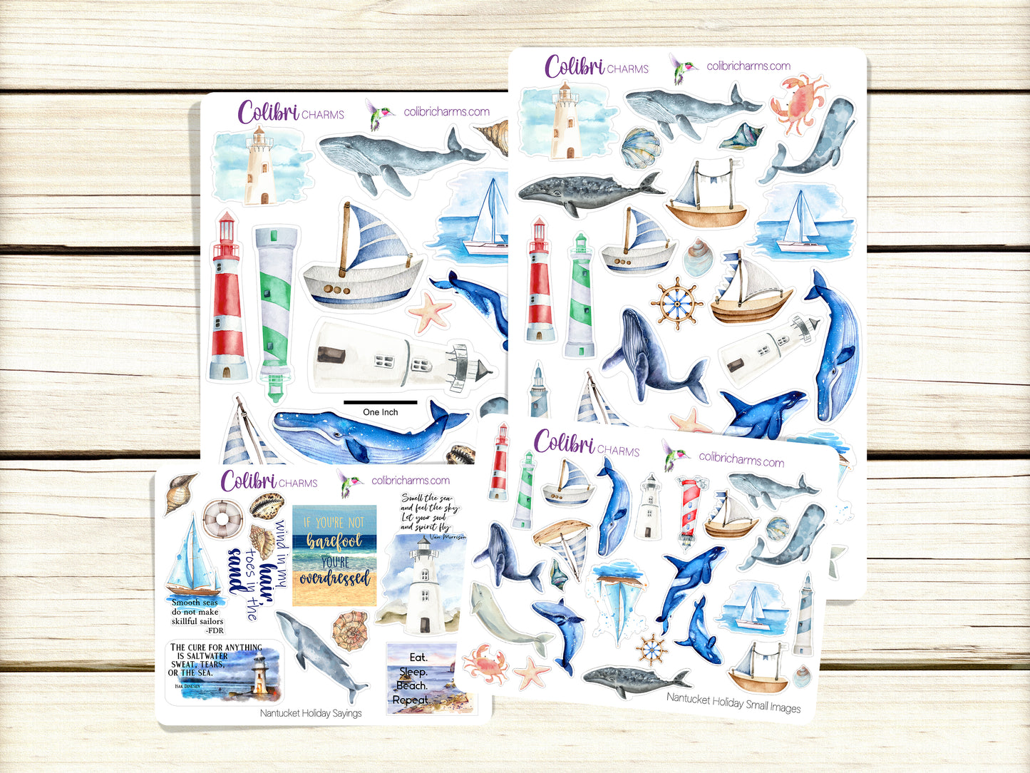 Nantucket Holiday Planner Stickers | Whales Stickers | Lighthouses | Sailboat Planner Sticker Kit | Seasonal Planner Stickers