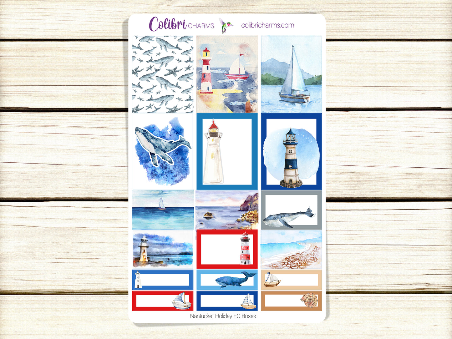 Nantucket Box Planner Stickers | Whale Stickers | Lighthouse Stickers | Happy Planner Stickers | Seasonal Planner | Summer