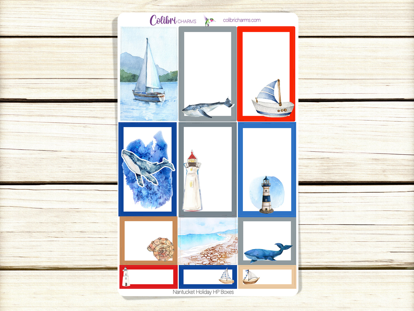 Nantucket Box Planner Stickers | Whale Stickers | Lighthouse Stickers | Happy Planner Stickers | Seasonal Planner | Summer