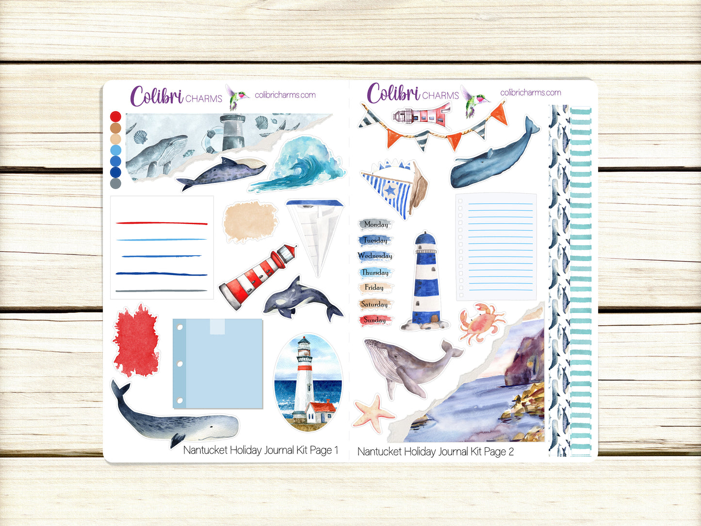 Nantucket Holiday Journal Kit, Planner Stickers, Summer Journaling, Beach Bujo Kit, Seasonal Planner Stickers