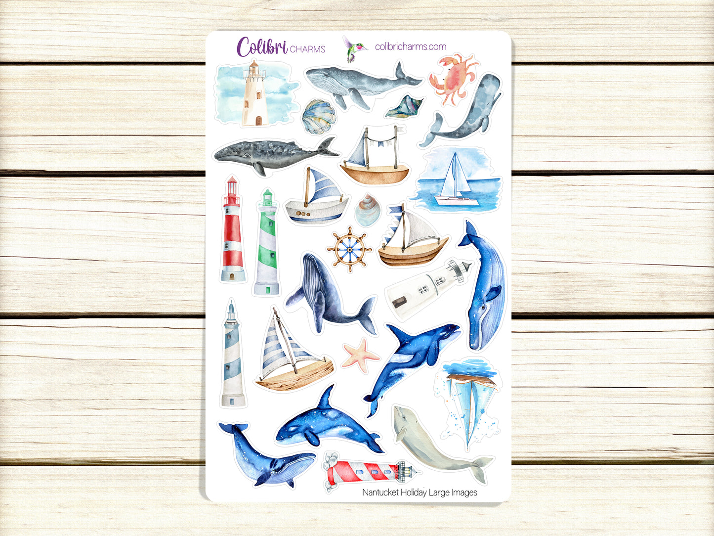 Nantucket Holiday Planner Stickers | Whales Stickers | Lighthouses | Sailboat Planner Sticker Kit | Seasonal Planner Stickers