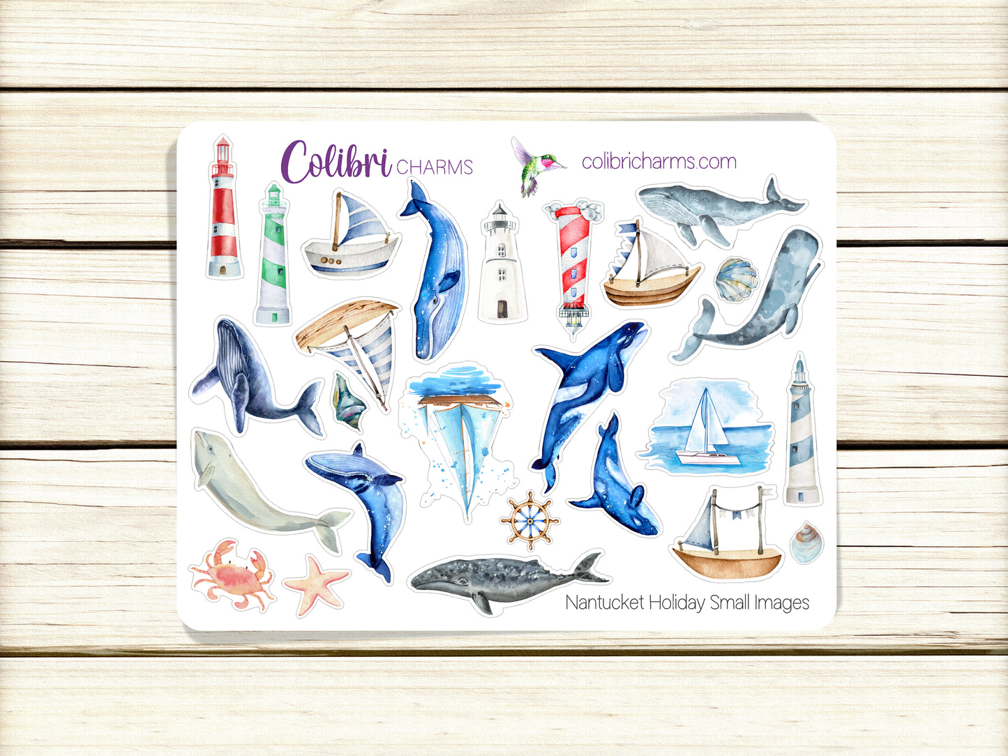 Nantucket Holiday Planner Stickers | Whales Stickers | Lighthouses | Sailboat Planner Sticker Kit | Seasonal Planner Stickers