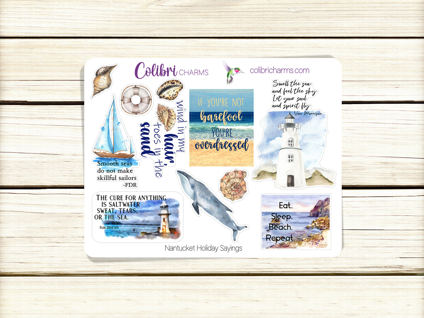 Nantucket Holiday Planner Stickers | Whales Stickers | Lighthouses | Sailboat Planner Sticker Kit | Seasonal Planner Stickers