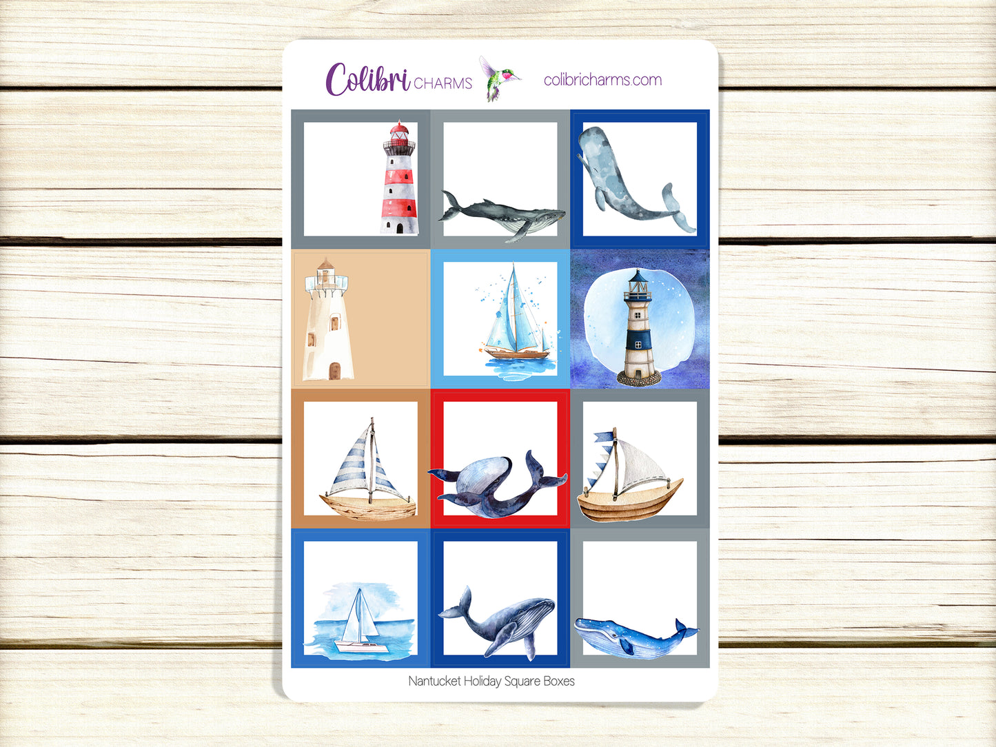Nantucket Box Planner Stickers | Whale Stickers | Lighthouse Stickers | Happy Planner Stickers | Seasonal Planner | Summer