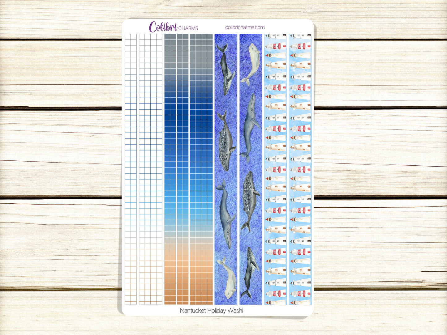 Nantucket Holiday Washi Strip Stickers | Lighthouse | Summer Vacation | Whale Planner Stickers | Seasonal Planner Stickers