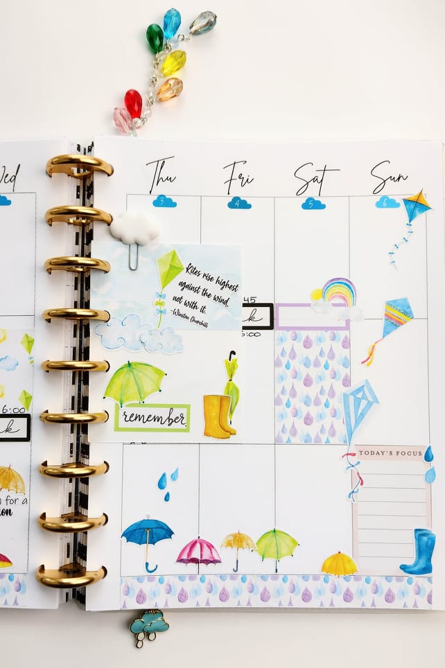Chance of Showers Planner Stickers | Weather Stickers | Clouds Stickers | Rainbow Stickers | Seasonal Planner Stickers