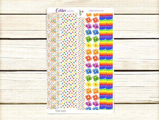 Pride Washi Strip Stickers | Rainbow Deco | Colorful Planner Stickers | Seasonal Planner Stickers