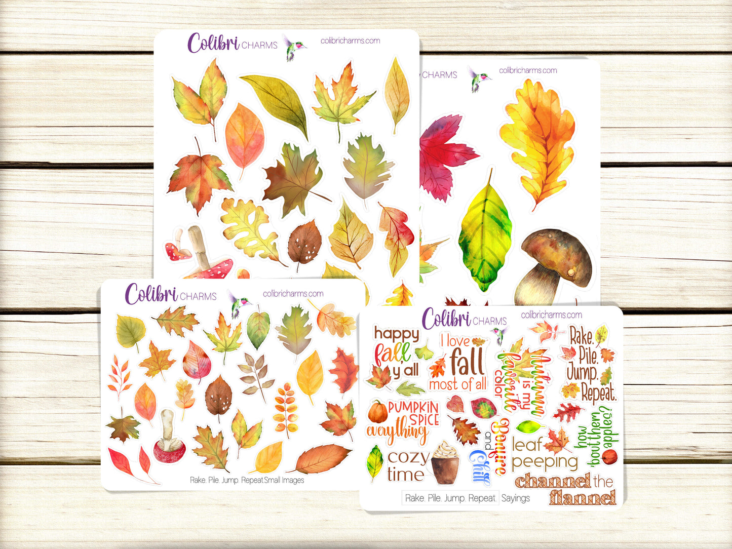 Rake. Pile. Jump. Repeat.  Planner Stickers, Autumn Deco Stickers, Falling Leaves Deco, Fall Planner Sticker Kit, Seasonal Planner Stickers
