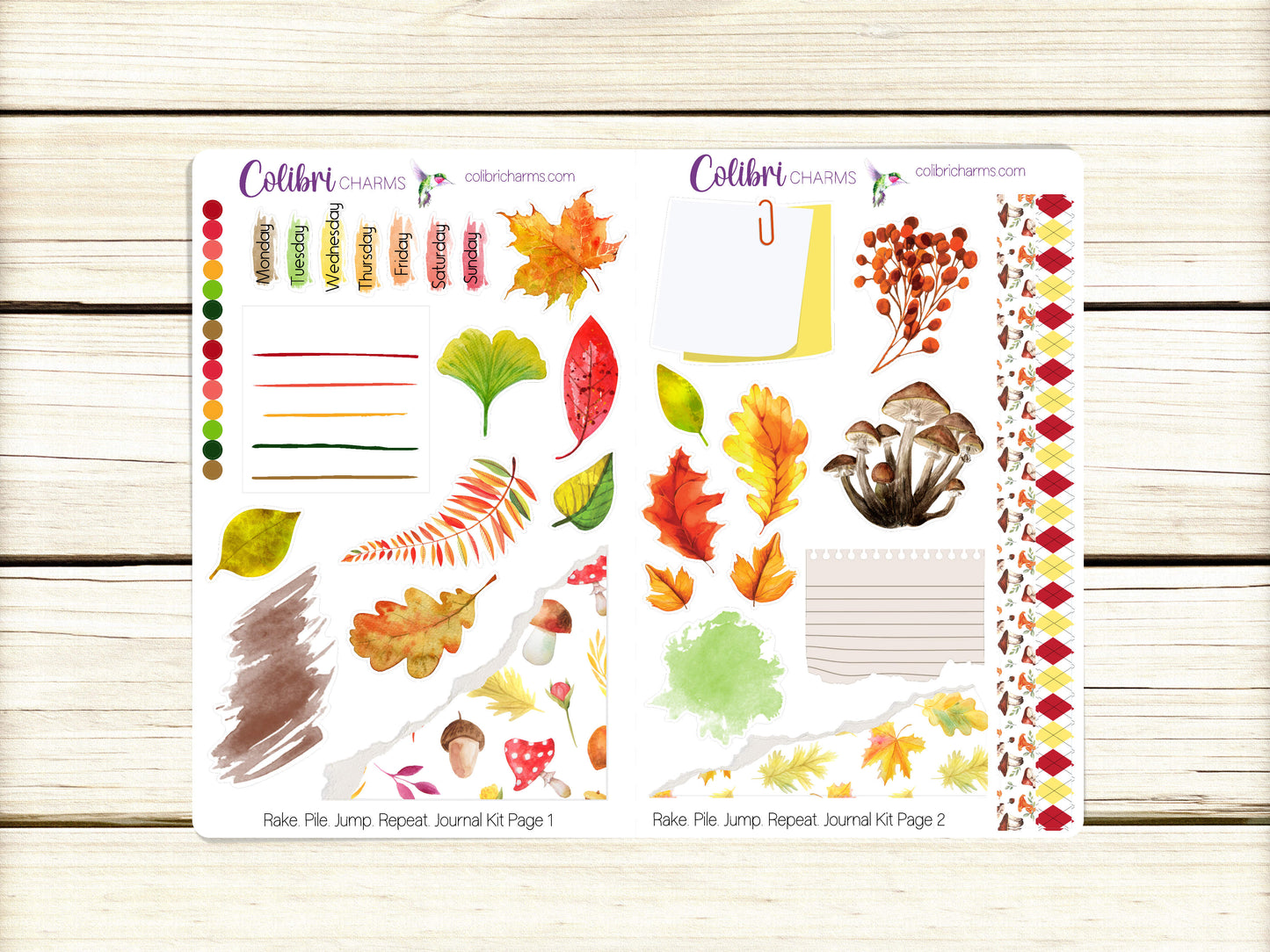Rake. Pile. Jump. Repeat. Journal Kit, Planner  Stickers, Autumn Journaling, Fall Bujo Kit, Seasonal Planner Stickers