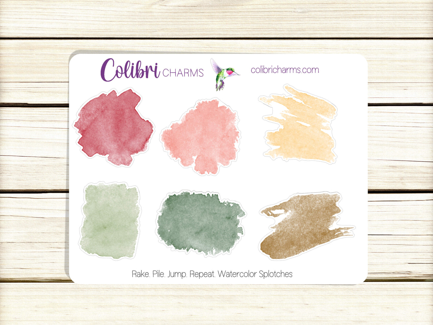 Rake. Pile. Jump. Repeat. Watercolor Splotches Planner Stickers, Autumn Paint Swatch Stickers, Fall Planner