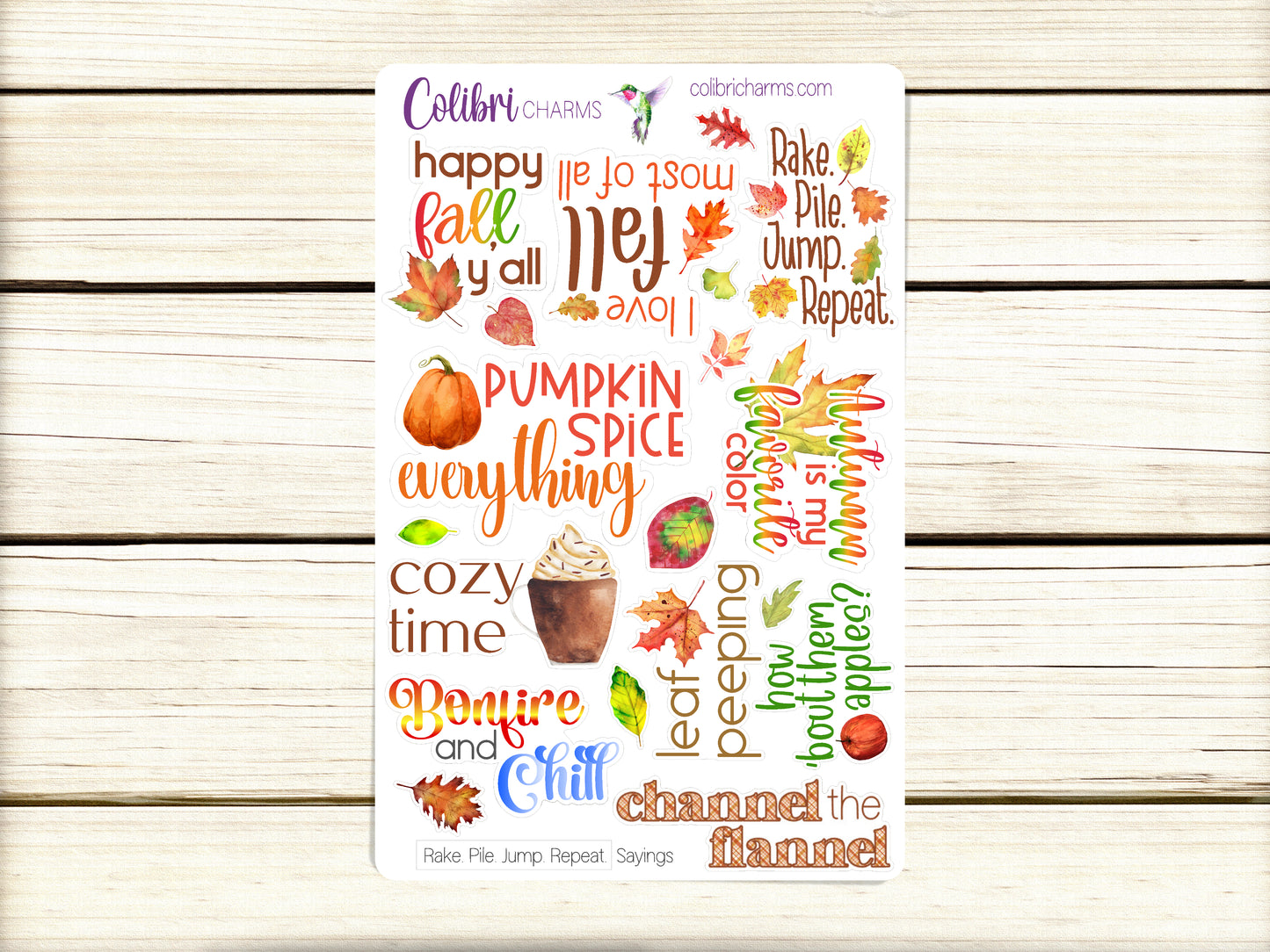 Rake. Pile. Jump. Repeat. Planner Stickers, Autumn Deco Stickers, Falling Leaves Deco, Fall Planner Sticker Kit, Seasonal Planner Stickers