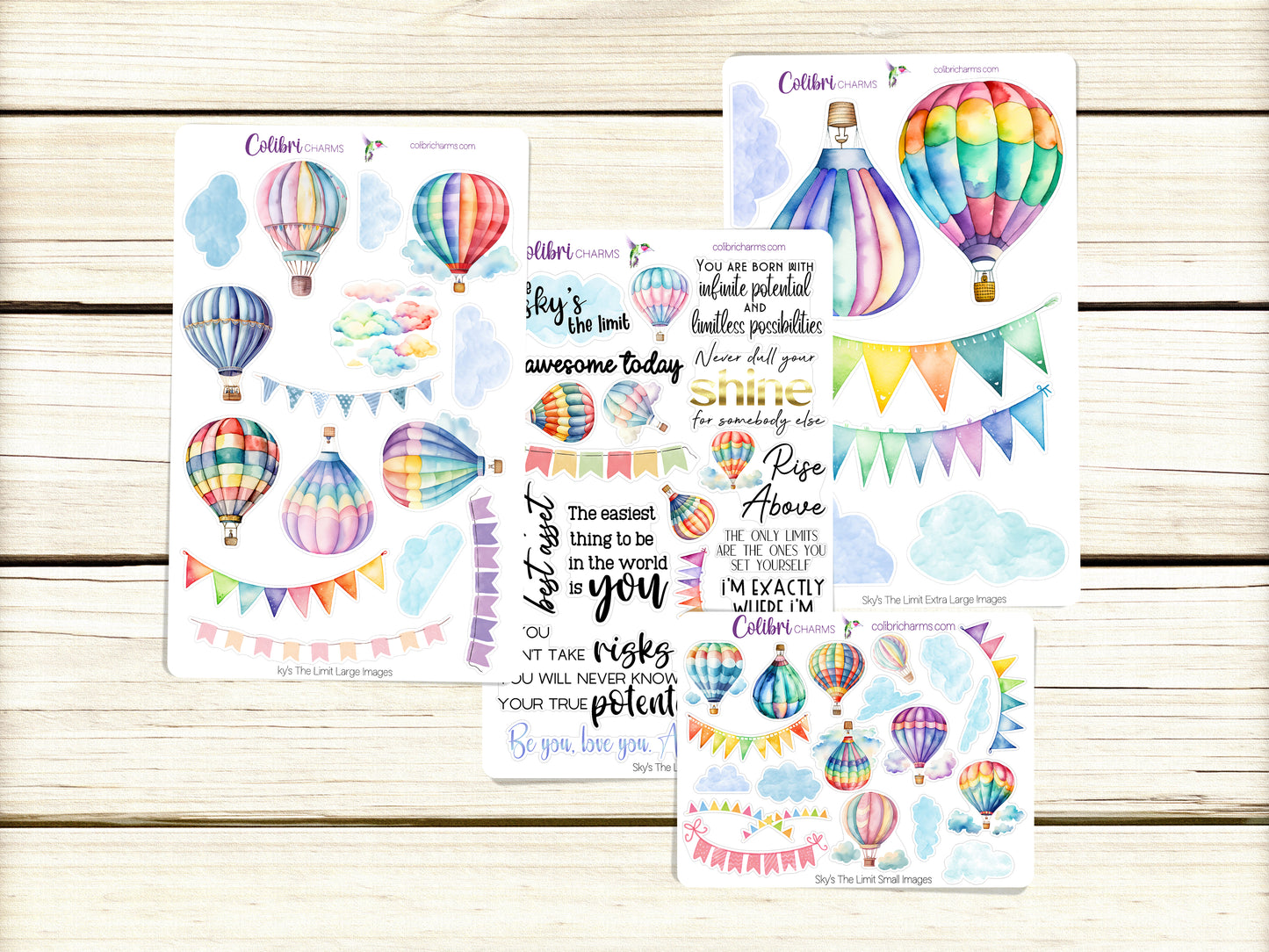 Sky's The Limit Planner Stickers | Hot Air Balloon Deco Stickers | Blue Skies Deco | Spring Summer Planner Sticker Kit | Seasonal Planner Stickers