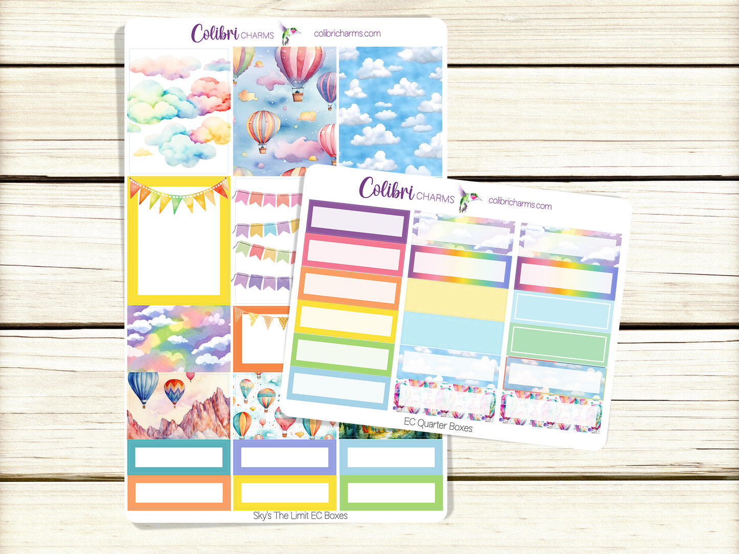Sky's The Limit Box Planner Stickers | Hot Air Balloon Happy Planner Stickers | Seasonal Planner | Blue Skies Functional Planning