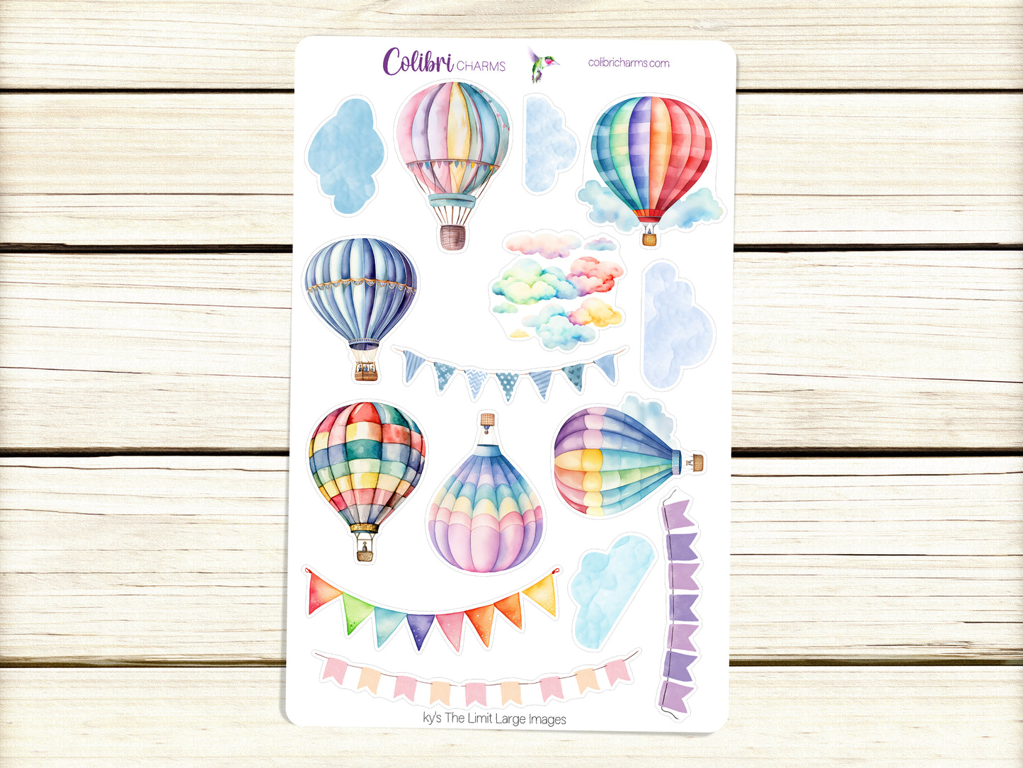 Sky's The Limit Planner Stickers | Hot Air Balloon Deco Stickers | Blue Skies Deco | Spring Summer Planner Sticker Kit | Seasonal Planner Stickers