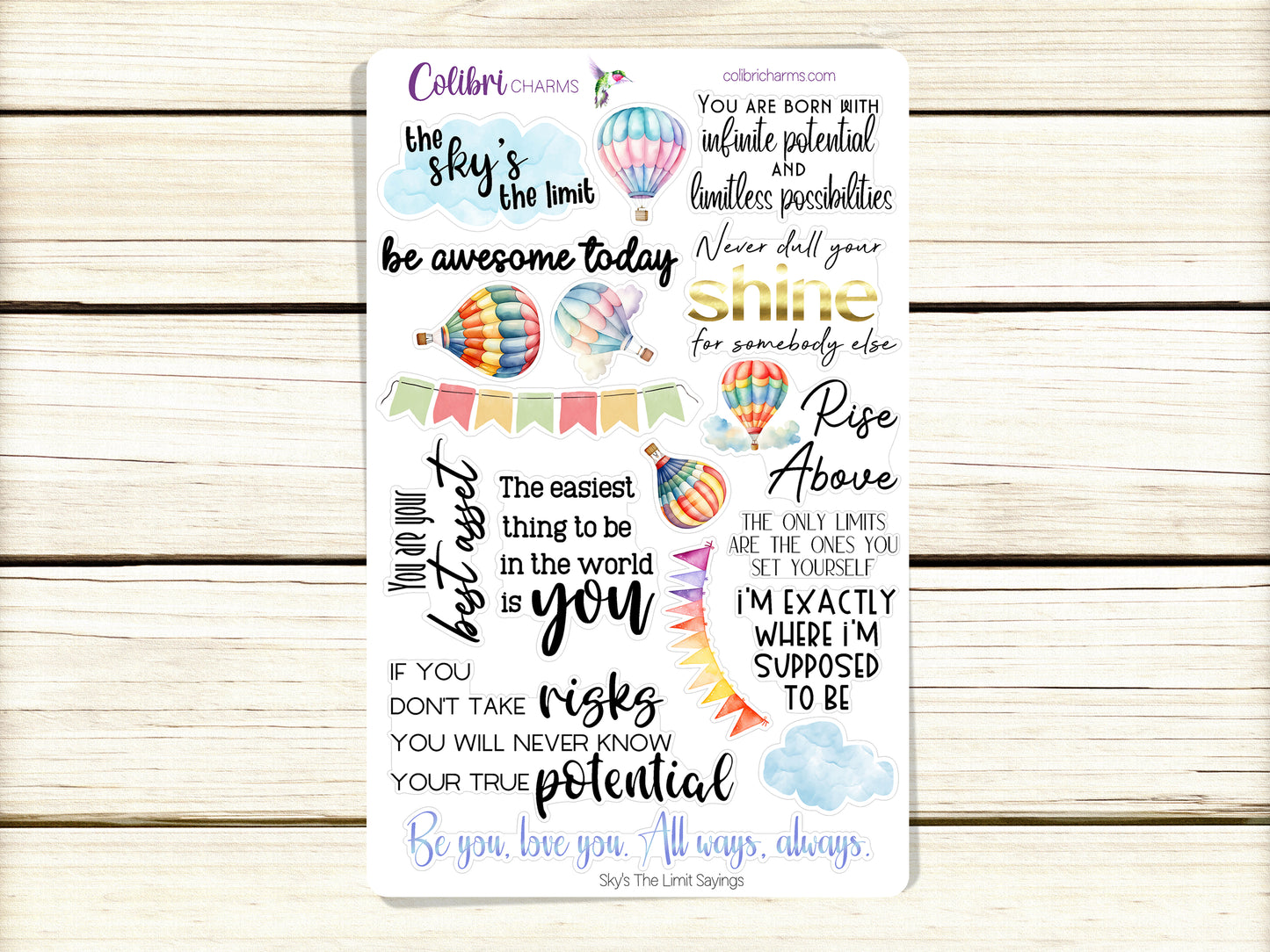 Sky's The Limit Planner Stickers | Hot Air Balloon Deco Stickers | Blue Skies Deco | Spring Summer Planner Sticker Kit | Seasonal Planner Stickers