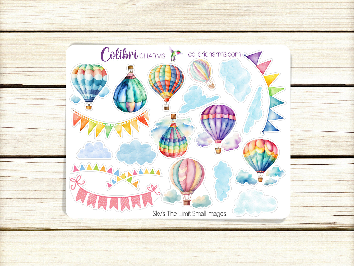 Sky's The Limit Planner Stickers | Hot Air Balloon Deco Stickers | Blue Skies Deco | Spring Summer Planner Sticker Kit | Seasonal Planner Stickers