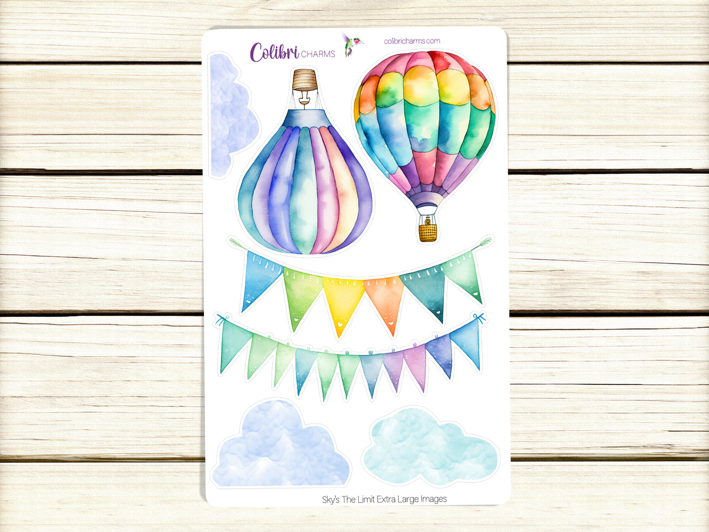 Sky's The Limit Planner Stickers | Hot Air Balloon Deco Stickers | Blue Skies Deco | Spring Summer Planner Sticker Kit | Seasonal Planner Stickers